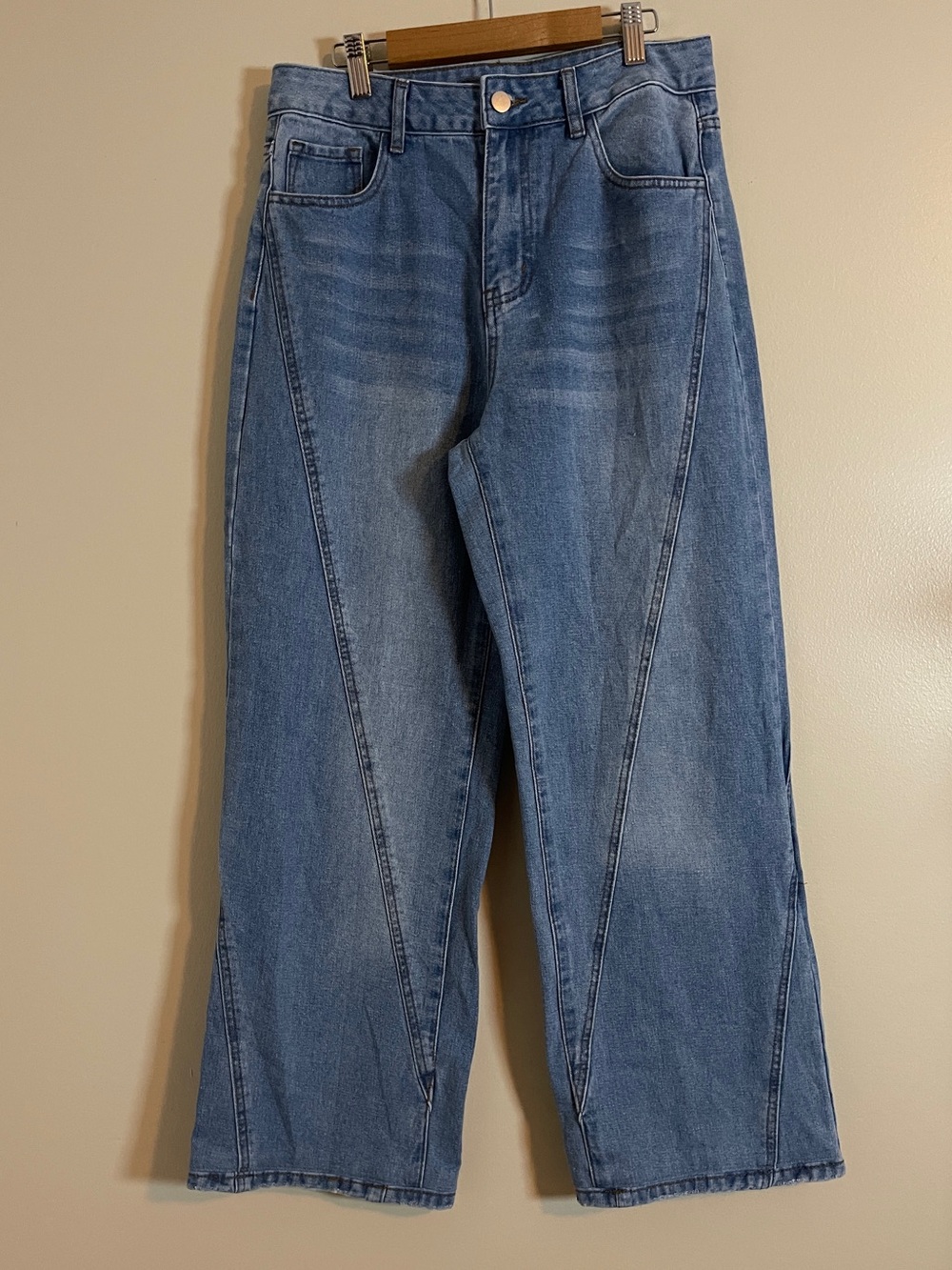 Commense Jeans Womens Medium Blue Wide Leg High Waist Denim Normcore Cute Casual - Picture 1 of 11
